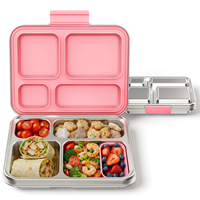 Nouvelle arrivée : boîte à lunch bento en acier inoxydable à 3 compartiments, réutilisable, anti-fuite, compatible lave-vaisselle et chauffable pour les enfants d'âge scolaire