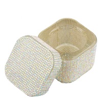 2025 nouveau cristal verre acrylique petite poudre octogonale liquide ongles tasse brosse à ongles propre liquide puissance strass luxe mélange tasse