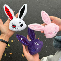 Porte-clés Lapin Gothique en Peluche, Style Anime Dessin Animé, Breloque de Sac Lapin, Design Bandage, Pendentif Doux Kawaii, Ornement pour Voiture et Sac, Cadeau pour Fille et Enfant
