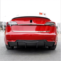 Tesla Model 3 Sedan 4 Kapılı Gerçek CF Arka Lip Araç Dış Aero Modifikasyon Parçaları için Karbon Fiber Arka Tampon Difüzör Splitter