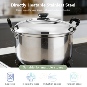 מכירות ישירות ממפעל ייטיאן, סיר אמריקאי איכותי בעל חמישה חלקים, סיר נירוסטה מעובה, סיר מרק ביתי עם שתי ידיות. - Product Image 3