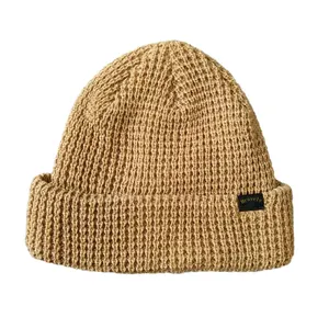 Waffle Mùa Đông 100% Acrylic Dệt Nhãn Đan Beanie Ngư Dân Beanie Với Biểu Tượng Tùy Chỉnh Mens Mũ Các Nhà Sản Xuất