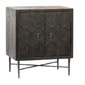 ตู้ไซด์บอร์ดไม้สไตล์วินเทจสีดำ 2 ประตู สำหรับห้องนั่งเล่น - Product Image 1