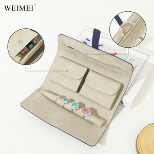 WEIMEI Factory Price Bulk Premium Litchi Texture PU Leather Multi-functional Foldable <b>Ring</b> Earring Jewelry Travel Pouch - Product Image 3