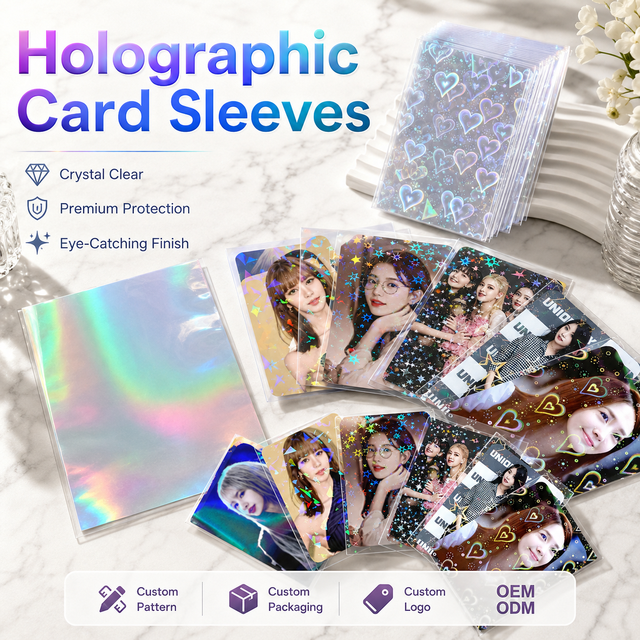Clear Holographic Card Sleeves Secure Edge Flexible Durable Easy Access Custom Pattern OEM ODM for Collector Cards