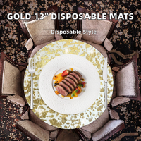 Hysenm 50 pièces de sets de napperons ronds jetables en tissu doré métallisé de 13 pouces pour la maison, les dîners, les mariages et les fêtes d'anniversaire