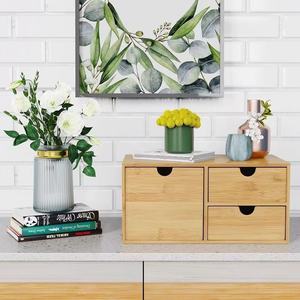 Bamboo Desktop Drawer Storage <b>Box</b> 18L With Drawers For <b>Makeup</b> Desk Organizer Multi Layer Shelf Wood - Product Image 2