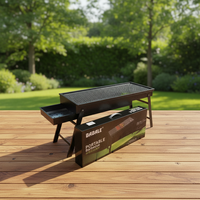 Barbecue au charbon de bois pliable en acier chromé, portable et durable, avec télécommande, pour 2-3 personnes, facile à nettoyer, pour le camping en plein air