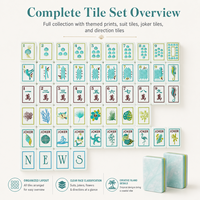 Juego de Mahjong Americano con Temática de Verano de la Costa Coralina, 160 Fichas Acrílicas para Regalos Navideños