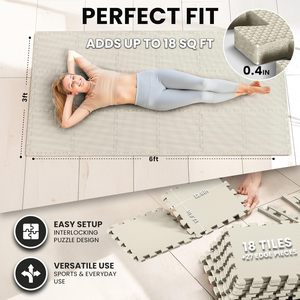 Ensemble de <span class=keywords><strong>tapis</strong></span> de gym emboîtables en EVA CA de 18 pièces (12,6x12,6x0,4 po) - Revêtement de sol protecteur antichoc et antidérapant pour la maison - Product Image 2