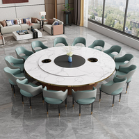 Ensemble de table à manger de restaurant en bois moderne de luxe pour utilisation hôtelière 15 places Dessus en marbre Durable et écologique