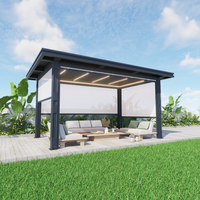 Design Bioclimatique de Luxe pour Extérieur Pergola de Jardin en Alliage d'Aluminium Ajustable et Rétractable, Gazebo, Pavillon Électrique, Rot Proof PVC