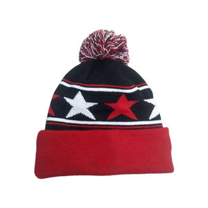 Chapeau d'hiver pour hommes personnalisé OEM Morhair <span class=keywords><strong>Bonnet</strong></span> tricoté avec pompons Chapeau tricoté à imprimé jacquard de sport Accessoire d'hiver chaud - Product Image 3