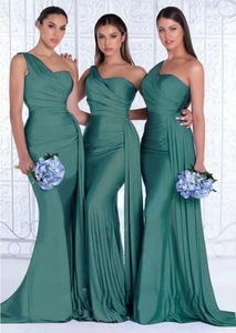 Vestido <span class=keywords><strong>de</strong></span> <span class=keywords><strong>Dama</strong></span> <span class=keywords><strong>de</strong></span> Honor Estilo Sirena con un Hombro 2023 Elegante <span class=keywords><strong>de</strong></span> Satén Elástico para Fiesta <span class=keywords><strong>de</strong></span> Boda - Product Image 6