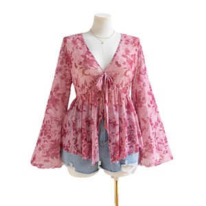 Top da <span class=keywords><strong>donna</strong></span> con scollo a V in rete stampata, stile vacanza, modello europeo-americano <span class=keywords><strong>Bell</strong></span> - Product Image 5