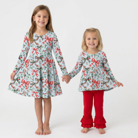 Ensembles de Noël pour enfants garçons et filles, haut rayé à manches longues avec applique Père Noël et pantalon, vêtements décontractés 2 pièces