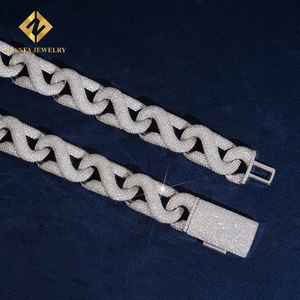 Nueva Llegada de Joyería Fina, Cadena Cubana de 20 mm, Joyería de Moissanita, Cadena Hip Hop, Plata 925 con Baño de Rodio, Pasa la Prueba del Diamante - Product Image 3