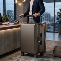 Valise à roulettes de 20 pouces de large, valise rigide en ABS PC personnalisée, serrure TSA avec port de charge USB