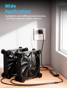 Ventilateur USB à double roulement à billes upHere U3UK, 120 mm, 5 V, silencieux, avec contrôle de vitesse pour home cinéma et consoles de jeux - Product Image 4