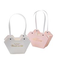 YZ Discount Portable élégant Bouquet transporteur pliable épais blanc boîte à fleurs en carton avec revêtement UV pour les magasins