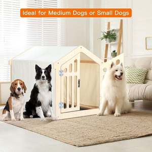 Casa de Madera de Lujo para Perros, Transpirable, con Cubierta Lavable, Cama Moderna de Madera Sólida para Mascotas, Decoración para el Hogar - Product Image 4