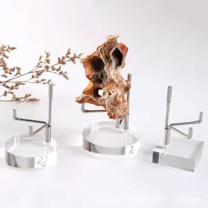 Mineral Specimen Acrylic Crystal Display Stand Holder For Minerals Geode Crystal Metal Arm Acrylic Base Support Display Stand