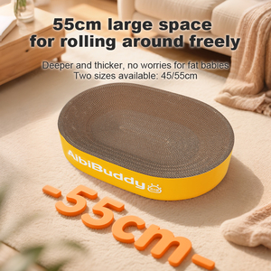 Çizilmeye dayanıklı Oval kedi tırmalama pedleri ile Modern dayanıklı oluklu kağıt kedi ağacı karton Scratcher - Product Image 4