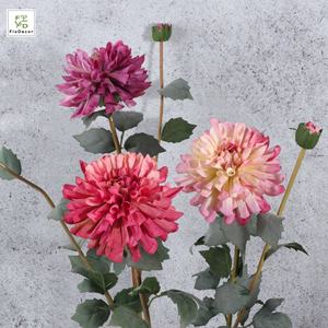 Fleur de Dahlia Artificielle en Soie à 2 Têtes, Bords Brûlés, Décoration de Table pour <span class=keywords><strong>la</strong></span> Maison, Centre de Table pour Hôtels, Mariages et Fêtes - Nouveauté Tendance - Product Image 4