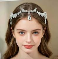 Mahkota Pengantin Bentuk Daun Vintage Berkualitas Tinggi, Aksesoris Kepala Elegan Berbahan Alloy dengan Hiasan Kuarsa Bening, Cocok untuk Ulang Tahun dan Liburan