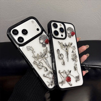 Coque de téléphone personnalisée en TPU pour iPhone 18 Pro Max, style gothique, crâne et rose, avec motif croix d'ange, pour femmes, compatible avec les modèles 17 et 16