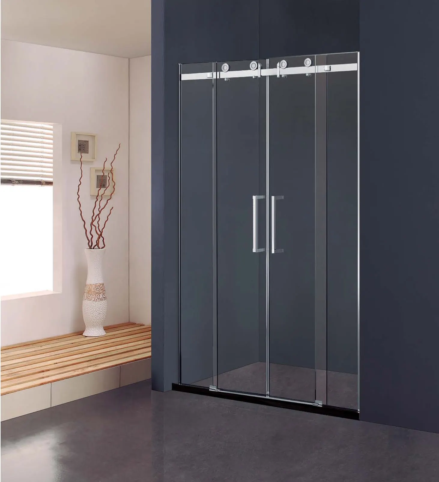 Gran oferta, cuarto de ducha sin marco de vidrio de 10mm, baño, puerta de cabina de ducha Corenr deslizante recta para Hotel