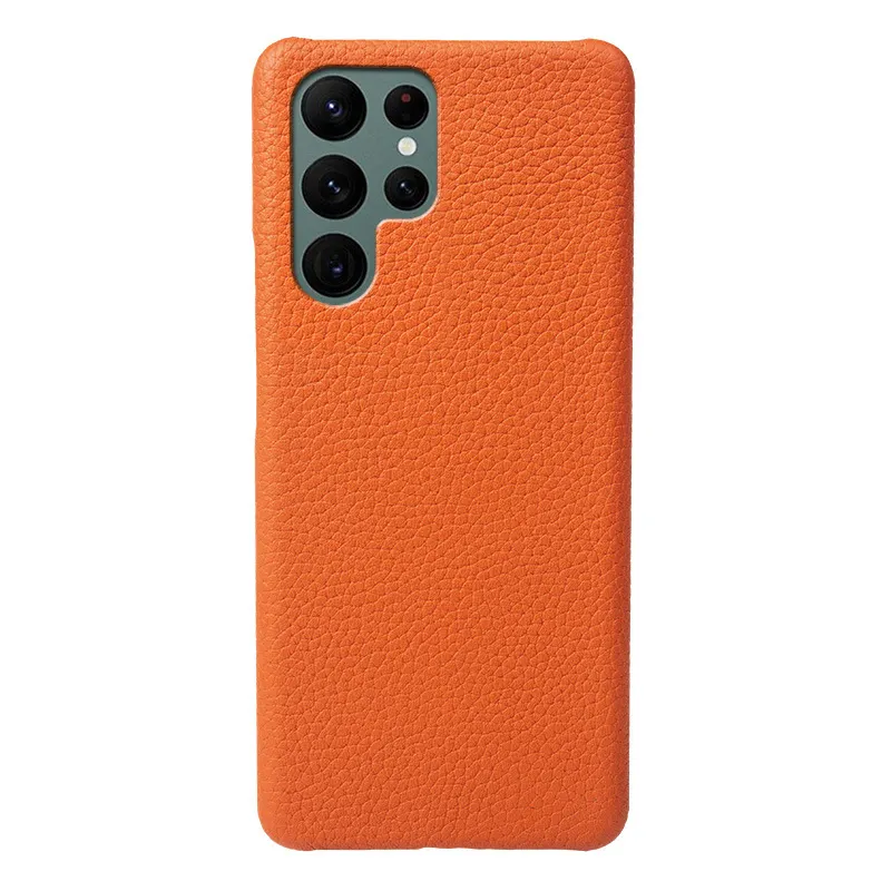 Casing penutup ponsel kulit asli untuk bisnis, casing penutup ponsel kulit asli kelas atas untuk Samsung Note10 S8 S9 + S10E S21 S20 S22 S23 Ultra/Plus banyak warna