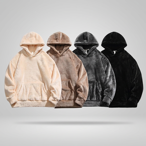 Sweat à capuche unisexe en polaire douce et moelleuse 100 % polyester de haute qualité, coupe oversize à épaules tombantes, idéal pour l'hiver, pour homme, ODM - Product Image 1