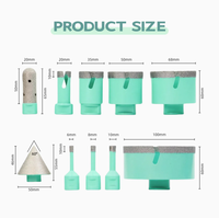 Kit de forets diamantés brasés sous vide avec filetage M14, pour perçage à sec et humide, pour carrelage, porcelaine, pierre, marbre, avec boîte en aluminium