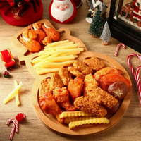 Ensemble de plateaux en bois faits à la main pour Noël, plateaux de service décoratifs modernes pour la table des fêtes