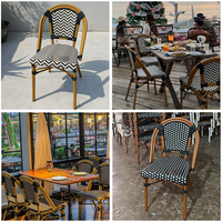 Chaise Empilable de Restaurant et Bistrot en Rotin Français pour Jardin, Terrasse et Extérieur, Style Parisien en Bambou