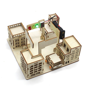 Kit de escena de calle de madera con semáforo, juguete educativo de ciencia DIY para niños de 7 a 9 años, aprendizaje STEAM - Product Image 2