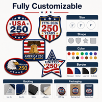Écussons brodés personnalisés OEM, patch drapeau USA, souvenirs 250 ans de l'Amérique, badges brodés pour veste en jean et gilet de moto