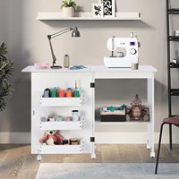 Table de couture commerciale moderne pliable, armoire de couture multifonctionnelle en bois avec 3 étagères de rangement