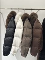 OFTBUY 2026 Doudoune Courte de Luxe pour Femme avec Col en Véritable Fourrure de Renard, Design Sectionné, 90 % Duvet de Canard Blanc, Manteau d'Hiver