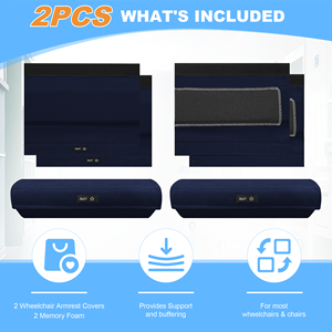 Pair of Woven Memory <b>Foam</b> Wheelchair Armrest Covers, Ergonomic Body-Fit <b>Pads</b>, Non-Washable - Product Image 5