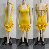CW10926 Gaun Mini Wanita Manis Alami Ramah Lingkungan Lucu Berumbai Tanpa Punggung Model Bodycon untuk Penggunaan Sehari-hari Grosir 2025