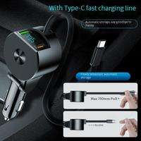 Chargeur de voiture USB-C 65W à charge ultra-rapide avec affichage de la tension et câble Type-C rétractable pour iPhone 16 – Produits Dropshipping 2026