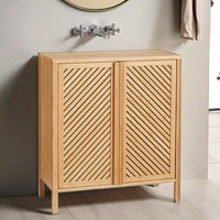 Armoire de rangement en bambou moderne, multifonctionnelle, grande capacité, écologique, 2 portes, pour salle de bain, salon, chambre, service OEM