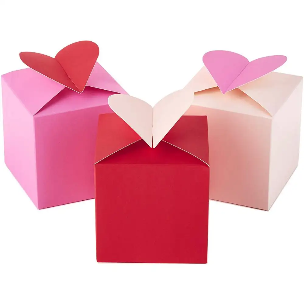 Heart Shape Special Red White Custom Candy Wedding Foldable Chinese New Year Candy Lipstick Cosmetic Paper Gift Box for Guests