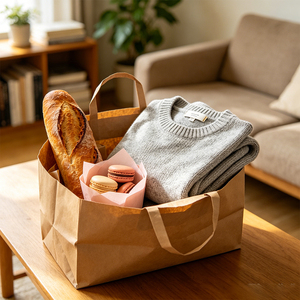 Sac en papier kraft biodégradable et écologique avec poignée torsadée pour l'emballage de boissons dans les cafés et salons de thé - Product Image 2