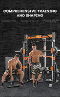 PINJIAN Équipement de musculation à domicile : Barre d'haltères, Rack de squat multifonctionnel, Machine Smith