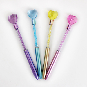 O & Q dễ thương Bút long lanh ABS pha lê trái tim bóng bút màu xanh đen o.7mm cho quà tặng văn phòng phẩm trường nhà cung cấp bút với biểu tượng tùy chỉnh - Product Image 2