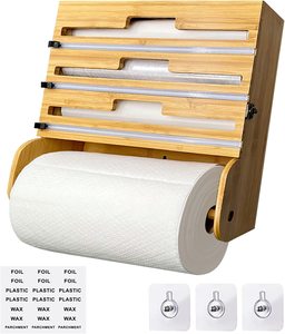 Legend Natural <span class=keywords><strong>Bamboo</strong></span> Foil e Plastic Wrap Organizer compatibile Regular Size 12 "Roll Wall-mounttr portasciugamani di carta di bambù 7in - Product Image 2