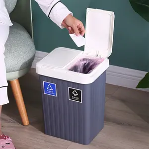 トイレゴミ箱2コンパートメントゴミ箱長方形仕分けゴミ箱プラスチックキッチンゴミ箱